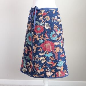 Vintage A-Line Floral Skirt in Blue and Red